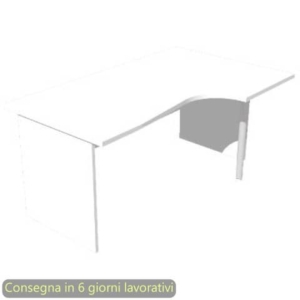 Scrivania penisola destra piano bianco 160x60/80/100xH72 cm gamba a pannello in melaminico Presto Compact - 008PAN11/3