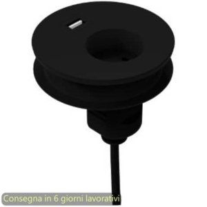 Slot passaspina diametro 80 mm, presa shuko + slot con USB Bridge Artexport nero - 3-DEAA0001-EB
