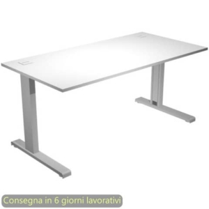 Scrivania piano bianco 160x80xH.73 cm gamba ad L in metallo grigio alluminio linea Flex Artexport - URB/T-160/3