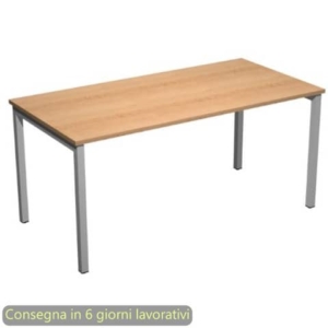 Scrivania piano faggio 120x80xH.72,5 cm gamba a ponte metallo grigio alluminio Presto Venere Plus Artexport - 664/6