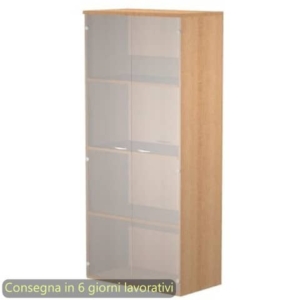 Mobile alto con ante in vetro satinato 80x35xH.180 cm 3 ripiani Presto Artexport faggio - 038-39-75G/6