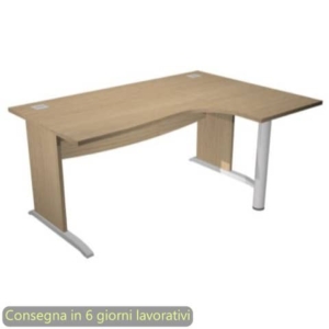 Scrivania penisola destra piano rovere 160x120/80/60xH.73 cm gamba ad L in melaminico Compact Flex - JPL/CP16SD/C