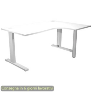 Scrivania penisola destra piano bianco 160x120/80/60xH.73 cm gamba ad L metallo grigia Flex Artexport - URB/T-CP16DX/3