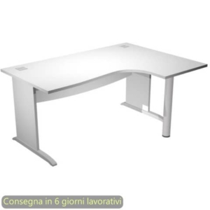 Scrivania penisola destra piano bianco 160x120/80/60xH.73 cm gamba ad L in melaminico Compact Flex - JPL/CP16DX/3