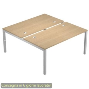 Scrivania Bench doppia piano rovere 180x168xH.72,5 cm gamba a ponte metallo bianco Bridge Artexport - BENCH18/C-AM