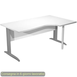 Scrivania penisola destra piano bianco 160x60/80/100xH.72 cm gamba ad L metallo antracite Presto Compact - 008K211/3/AF