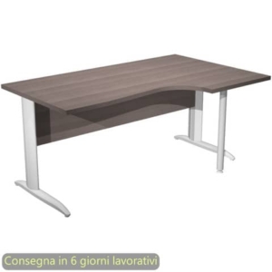 Scrivania penisola dx frassino toscano 160x60/80/100xH.72 cm gamba ad L metallo bianco opaco Presto Compact 008K211/F/AN