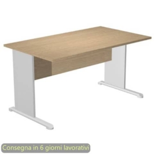 Scrivania piano rovere 140x80xH.72 cm gamba a pannello grigia con piede metallico linea Presto Artexport 002L/C5