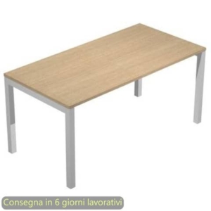 Scrivania piano rovere180x80xH.72,5 cm gamba a ponte metallo grigio alluminio piano rovere - 665/C