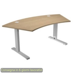 Scrivania direzionale piano sagomato rovere 190x96xH.73 cm gamba ad L metallo grigio Flex Direction - BMNG-URB/T/C