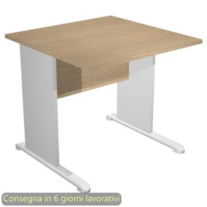 Scrivania piano rovere 80x80xH.72 cm gamba a pannello grigia con piede metallico linea Presto Artexport 001L/C5