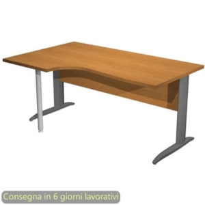 Scrivania penisola sinistra noce chiaro 160x60/80/100xH.72 cm gamba a L metallo antracite - Presto Compact 009K211/4/AF