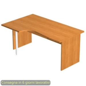 Scrivania penisola sinistra noce chiaro 160x60/80/100xH72 cm gamba a pannello in melaminico Presto Compact - 009PAN11/4