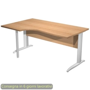 Scrivania penisola sinistra piano faggio 160x60/80/100xH.72 cm gamba a L metallo grigio - Presto Compact - 009K211/6/AA