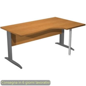 Scrivania penisola destra noce chiaro 160x60/80/100xH.72 cm gamba ad L metallo antracite Presto Compact - 008K211/4/AF