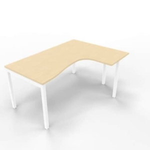 Scrivania penisola destra piano rovere 160x120xH.75 cm gamba a ponte in acciaio bianco linea Practika P3 - ECSPT16D-RK-I