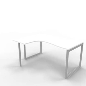 Scrivania penisola sinistra piano bianco 160x120xH.75 cm gamba ad anello acciaio argento Practika P2 ECSAT16S-BA-A