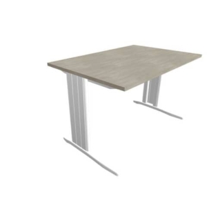 Scrivania piano cemento 120x80xH.75 cm gamba a L in acciaio argento linea Practika P1 Quadrifoglio - ECSMT120-CL-A