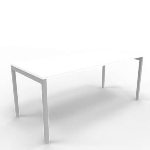 Scrivania piano bianco 180x80xH.75 cm gamba a ponte in acciaio argento linea Practika P3 Quadrifoglio - ECSPT180-BA-A