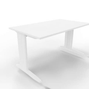 Scrivania piano bianco 140x80xH.75 cm gamba a L in acciaio bianco linea Practika P1 Quadrifoglio - ECSMT140-BA-I