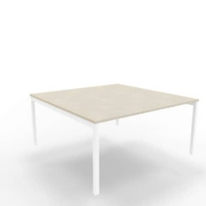 Bench piano cemento 160x160xH.75 cm gamba a ponte in acciaio bianco linea Practika P3 Quadrifoglio - ECBEC16-CL-I