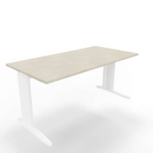 Scrivania piano cemento 160x80xH.75 cm gamba a L in acciaio bianco linea Practika P1 Quadrifoglio - ECSMT160-CL-I