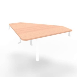 Raccordo 90° piano noce canaletto 84x84xH.75 cm gamba in acciaio bianco per scrivanie Practika P3 ECRA9003-NO-I