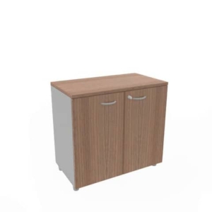 Armadio basso altezza scrivania ante noce canaletto scocca trama antracite 80x45xH.73 cm - ECEB80B-NO-TA-NO