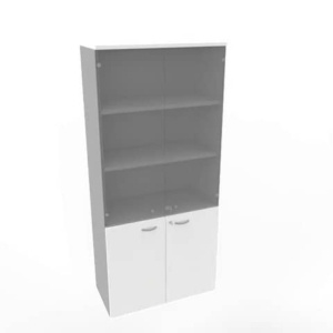Armadio alto con ante basse bianche e alte in vetro scocca trama antracite 90x45xH.200 cm - ECE490V-BA-TA-GE