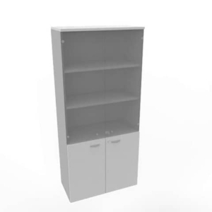 Armadio alto con ante basse grigio e alte in vetro scocca trama antracite 90x45xH.200 cm - ECE490V-GR-TA-GE
