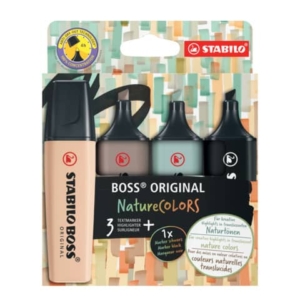 Evidenziatori Stabilo Boss Nature Colors colori assortiti - conf. 4 pezzi - 70/4-2-5