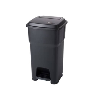 Cestino gettacarte Rotho Hera 60 L con pedale e coperchio nero - F800069