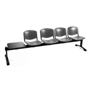 Panca 4 posti attesa Unisit Dado D5P4PT con tavolino - PPL nero D5P4PT/NE