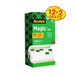 Nastro adesivo Scotch® Magic? 810 19 mm x 33 m trasparente opaco Value Pack 12 rotoli +2 GRATIS - 8-1933R14TPR