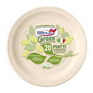 Piatti frutta biodegradabili e compostabili Dopla Green avorio Ø 170 mm - conf. 20 pz - 45027