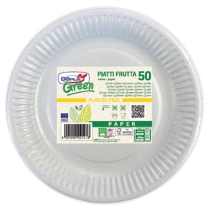 Piatti frutta carta fibra vergine Dopla Green - Ø 180 mm bianco - conf. 50 pz - 11800
