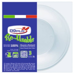 Insalatiera in PS Dopla Reusable 2 L trasparente - conf. 3 pz - 34034