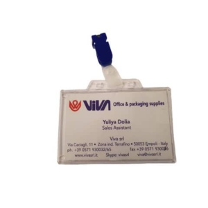 Portanome Viva rigido con clip in metallo 88x53 mm pvc trasparente - conf. 50 pz - 138+150PL
