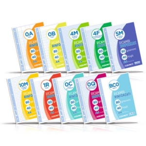 Ricambi rinforzati per quaderni ad anelli Blasetti - A4 - 100 g/m² - 40 ff - 1R - 5444