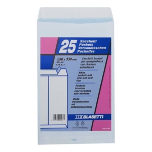 Busta a sacco Blasetti Self bianco - 80 g/m² - in conf. 25 buste - 230x330 mm 537