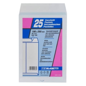 Busta a sacco Blasetti Self bianco - 80 g/m² - in conf. 25 buste - 190x260 mm 536