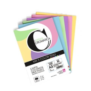 Carta colorata Deco Cromatica colori forti formato A4 - 5 colori assortiti in 250 ff - 80 gr - 12299/250