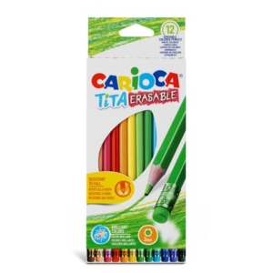 Matite colorate cancellabili Carioca Tita Ø 3 mm - conf. da 12 colori assortiti - 42897