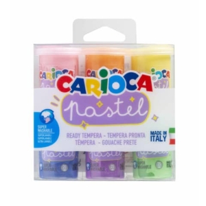 Tempera pronta superlavabile Carioca 25 ml - conf. da 6 colori assortiti pastel 43185
