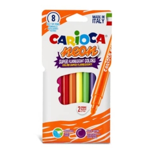 Pennarelli lavabili punta tonda Carioca colori assortiti neon - conf. da 8 pezzi - 42785