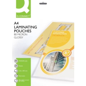 Pouches per plastificatrici Q-Connect A4 - 2x80 µm finitura lucida - conf. 25 pz - KF04118