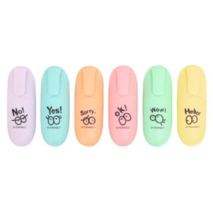 Set mini evidenziatori Q-Connect Joyful Pastel 1-5 mm - colori pastello assortiti - conf. 6 pezzi - KF17419