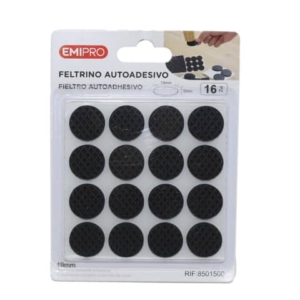 Feltrino adesivo tondo Emi Ø 19 mm - nero - conf. da 16 pezzi - 8501500
