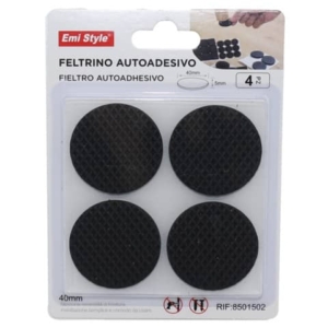 Feltrino adesivo tondo Emi Ø 40 mm - nero - conf. da 4 pezzi - 8501502