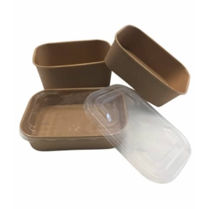 Insalatiera rettangolare in carta kraft e PE Dopla Professional 1 L - conf. 50 pz - 6046